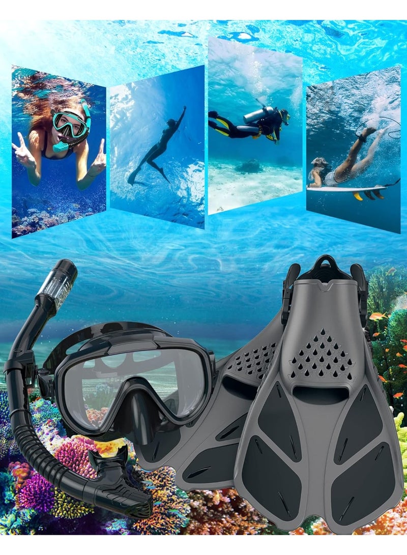 M.A&F's Mask Fin Snorkel Set with Adult Snorkeling Gear, Panoramic View Diving Mask, Trek Fin, Dry Top Snorkel +Travel Bags, Snorkel for Lap Swimming - Image 5