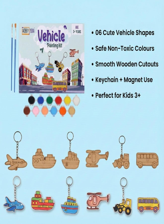 HOBBY INDIA DIY Keychain Fridge Magnet Painting Kit for Kids & Adult | Creative Art & Craft Set Gift for Girls & Boys | Cute Resin Activity Key Chain Making | Fun Birthday & Home Decor (Vehicle) - Image 3
