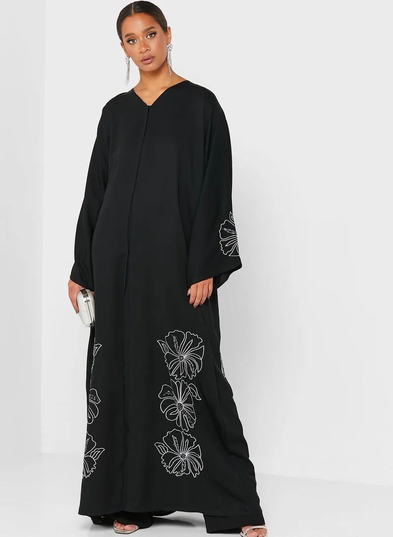 Khizana Embellished Detail Abaya With Sheila