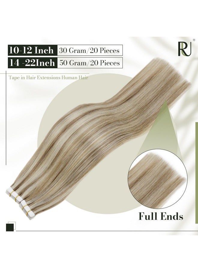 RUNATURE Blonde Tape In Hair Extensions Human Hair 16 Inch Tape In Human Hair Extensions Ash Brown With Platinum Blonde Human Hair Tape In Extensions Straight Blonde Hair Extensions Tape 50G 20Pcs  - Image 3