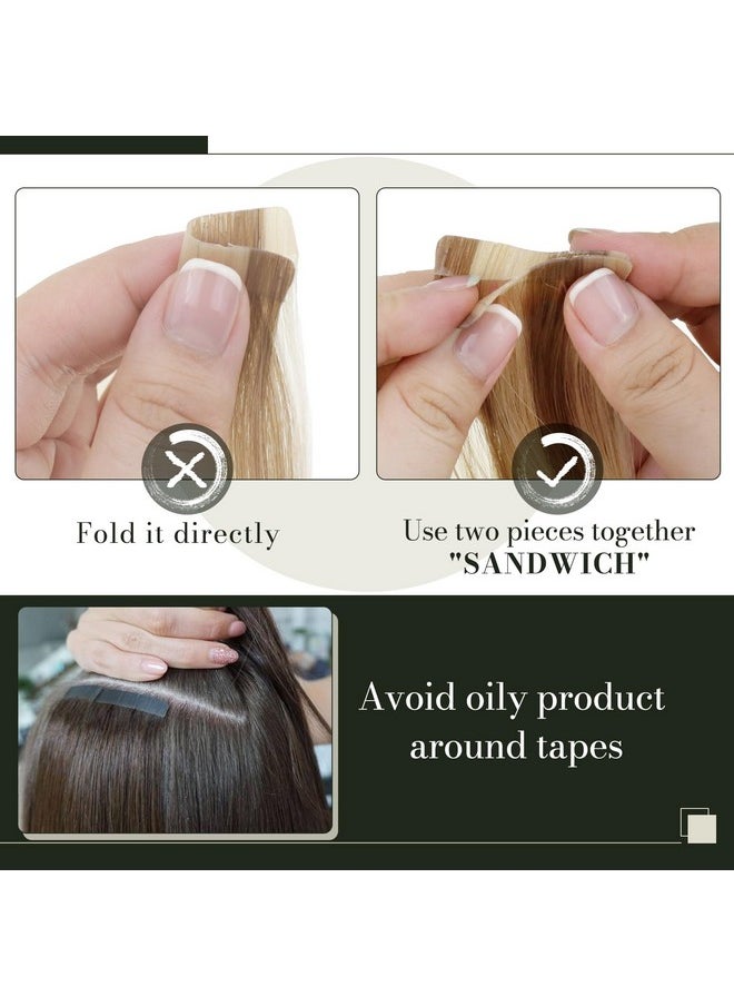 RUNATURE Blonde Tape In Hair Extensions Human Hair 16 Inch Tape In Human Hair Extensions Ash Brown With Platinum Blonde Human Hair Tape In Extensions Straight Blonde Hair Extensions Tape 50G 20Pcs  - Image 5