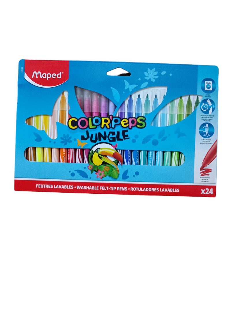 24-Piece Color'Peps Jungle Felt-Tip Pen Set Multicolour - pzsku/Z0A35434610810C884577Z/45/_/1705671113/958d8be0-fc93-4c50-9538-a3479556c05a