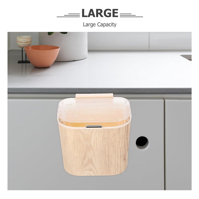 Beavorty Wall Mounted Trash Can Large Capacity with Spring Lid, Adhesive Stick-on Plastic Waste Bin for Kitchen Cabinet, Pantry Door, Bathroom, Space-Saving Under Sink Compost Bin - Image 3