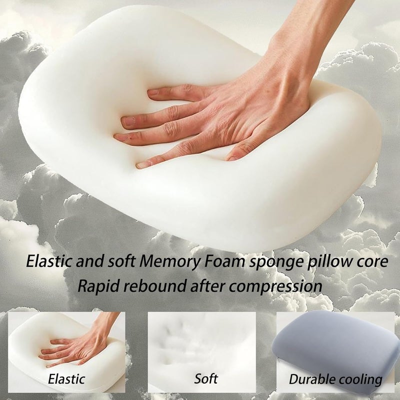 Almohada de viaje pequeña almohada de espuma viscoelástica, almohada suave para el cuello, ligera, fácil de llevar, portátil, de refrigeración para el hogar, funda de almohada extraíble con bolsa de - Image 5