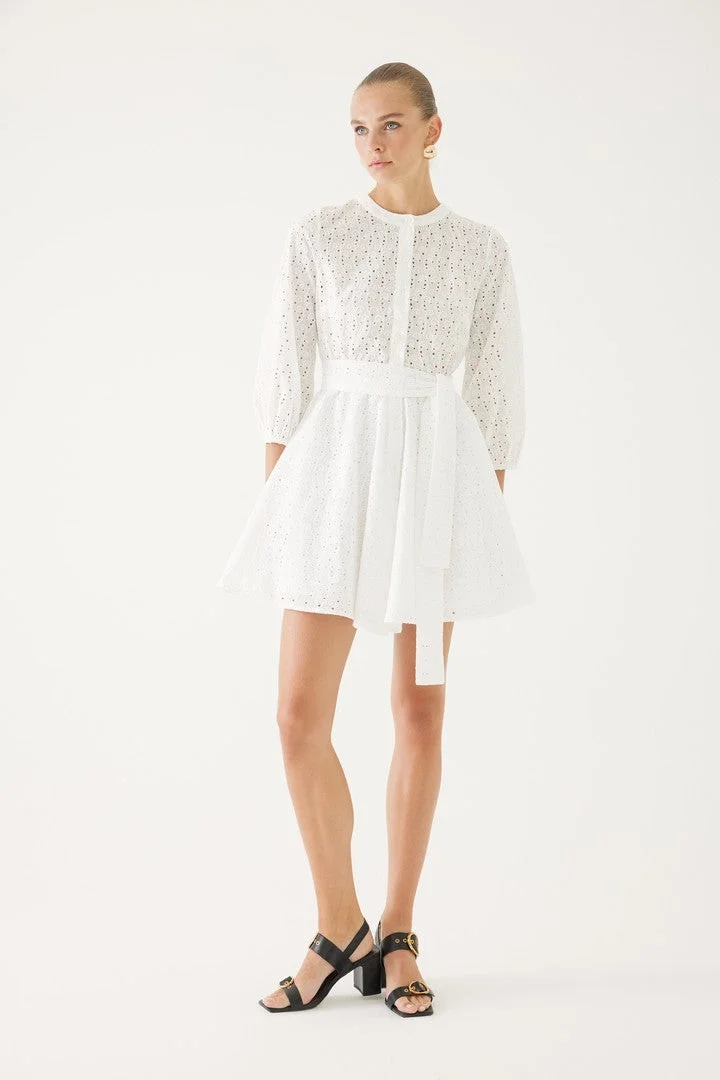 EXQUISE White Lace Mini Dress