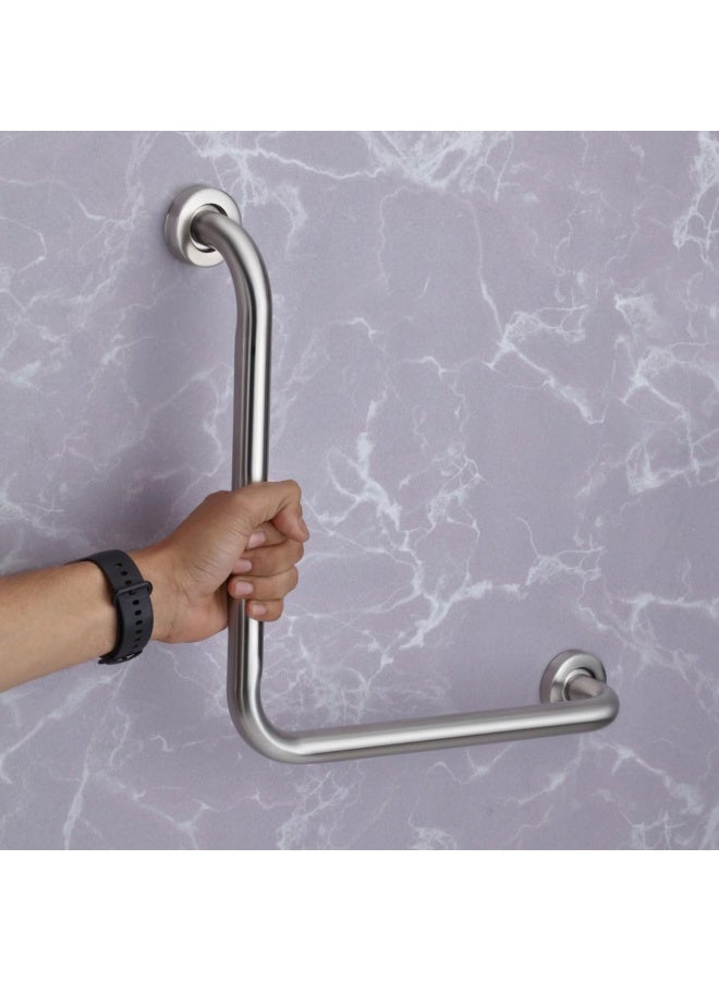 Plantex L-Shape Bathroom Handle for Senior Citizen/Grab Bar for Toilet/Support for Elderly People - Stainless Steel, Pack of 1 (Chrome) - Image 1