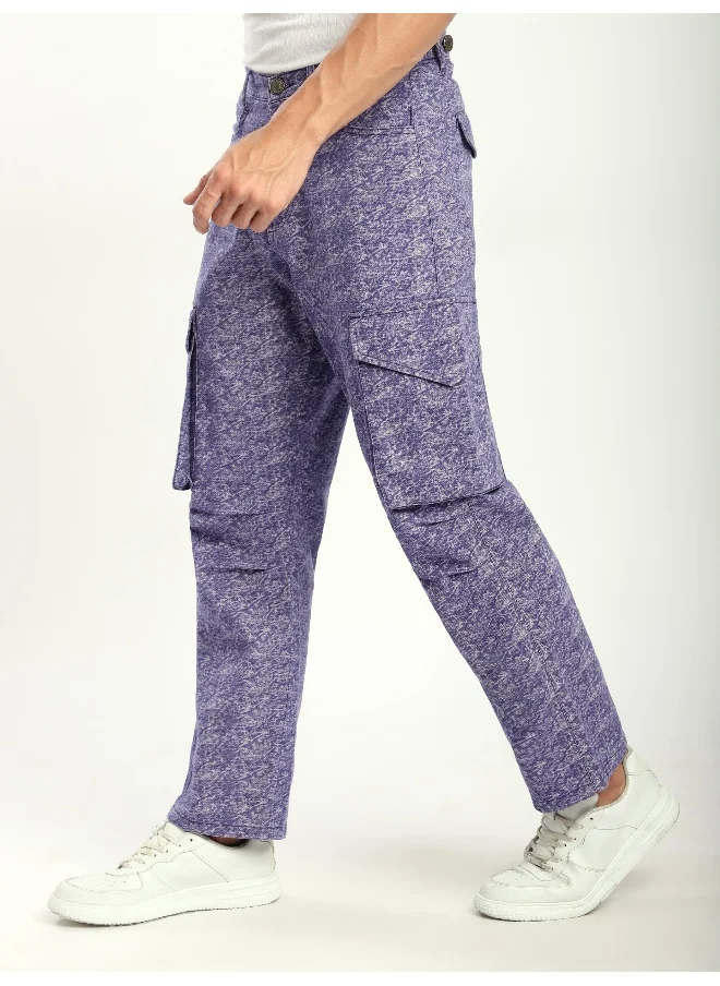 بيونغ Purple Color Blast Cargo Pants for men's