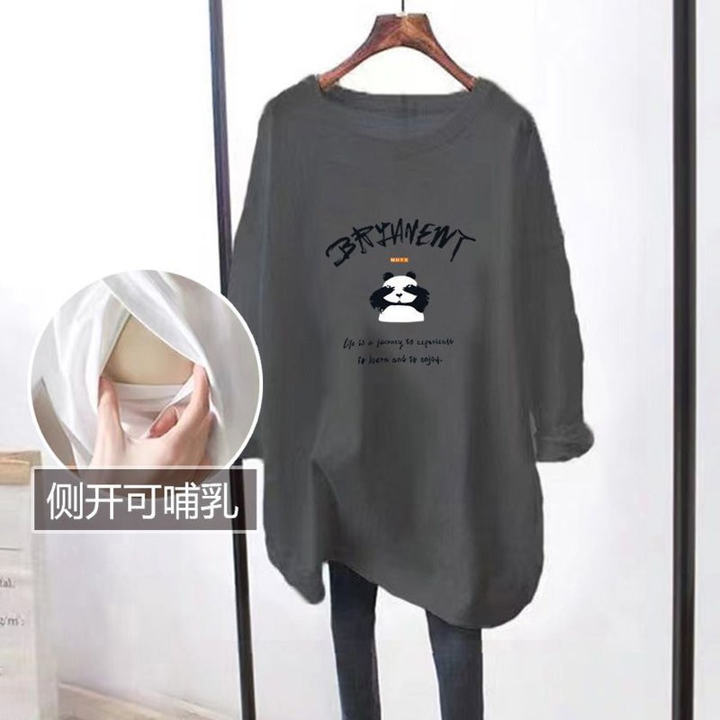 Breastfeeding Top Autumn Long-Sleeved Mom Fashion Breastfeeding Clothes Loose Plus Size Maternity Breastfeeding Clothes - Image 1