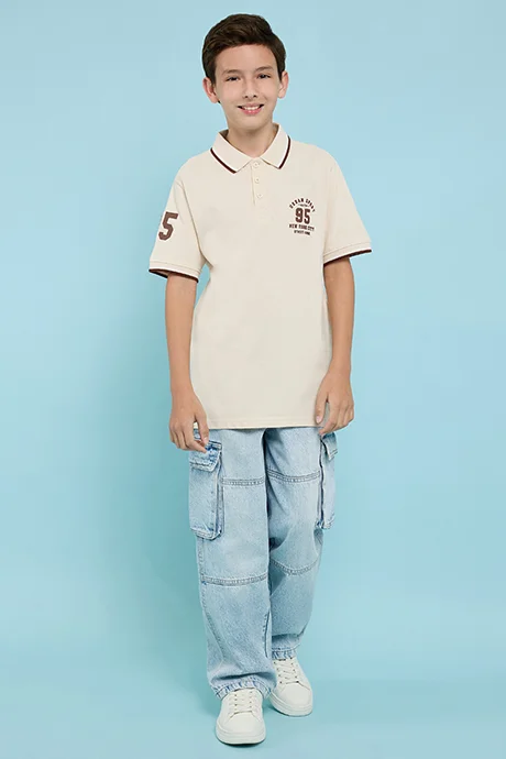 أر أند بي Print Detail Polo T-Shirt with Short Sleeves