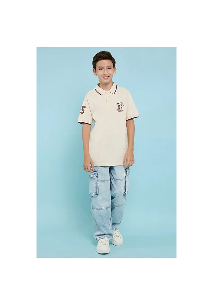 أر أند بي Print Detail Polo T-Shirt with Short Sleeves