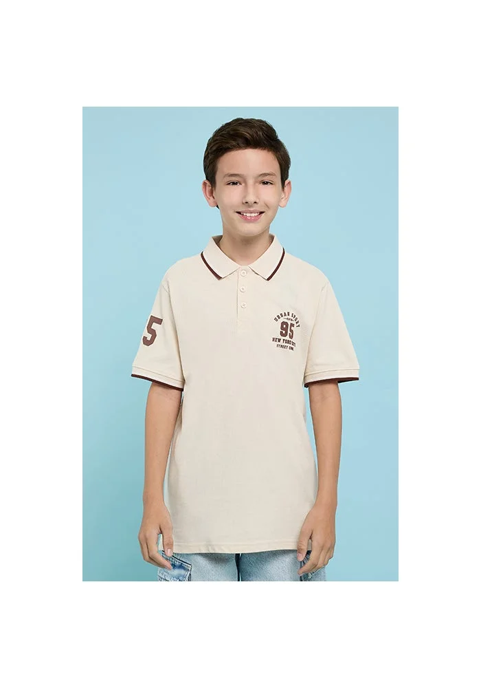 أر أند بي Print Detail Polo T-Shirt with Short Sleeves