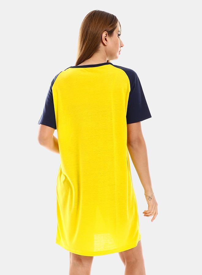 Kady Womens Raglan Sleeves Printed Sleepshirt, yellow*Navy, 3XL - Image 3
