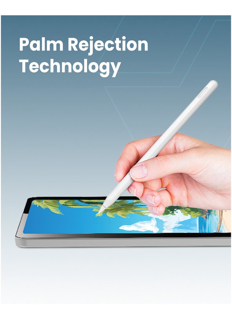 Moxedo Title: Moxedo Prestivo Active Capacitive Stylus Pen Magnetic and Type-C Charging Port Palm Rejection Wireless Charging Compatible for Apple iPad 2018 and Later Version -White  - Image 3