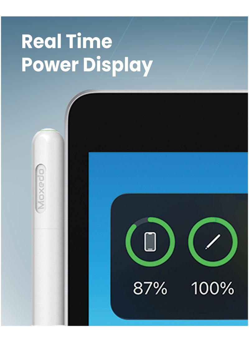 Moxedo Title: Moxedo Prestivo Active Capacitive Stylus Pen Magnetic and Type-C Charging Port Palm Rejection Wireless Charging Compatible for Apple iPad 2018 and Later Version -White  - Image 4