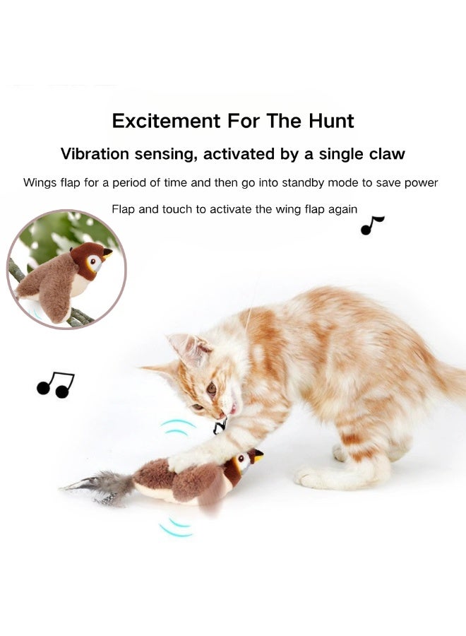 ماكدو لعبة قطيفة تفاعلية ذكية ذات أجنحة تفاعلية وأصوات نقيق، لعبة قطيفة تفاعلية للقطط والكلاب، لعبة محاكاة الطيور بمستشعر اللمس، تمرين الحيوانات الأليفة في الأماكن المغلقة (عصفور) - Image 3