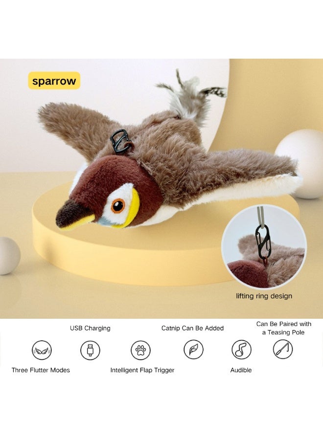 ماكدو لعبة قطيفة تفاعلية ذكية ذات أجنحة تفاعلية وأصوات نقيق، لعبة قطيفة تفاعلية للقطط والكلاب، لعبة محاكاة الطيور بمستشعر اللمس، تمرين الحيوانات الأليفة في الأماكن المغلقة (عصفور) - Image 4