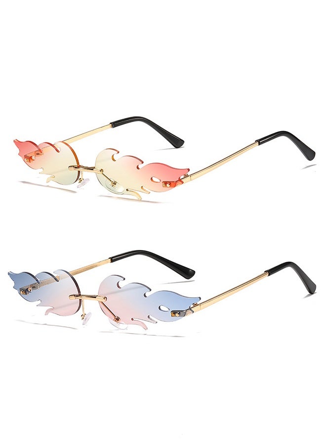 2PCS Fashion Rimless Sunglasses Women Fashion Driving Small Eyewear - Image 1