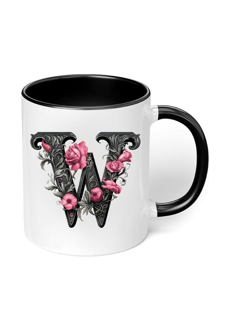 RYN® Printed Ceramic Coffee Mug Gift for Coffee and Tea Lovers 11 Oz alphabet W - Image 2