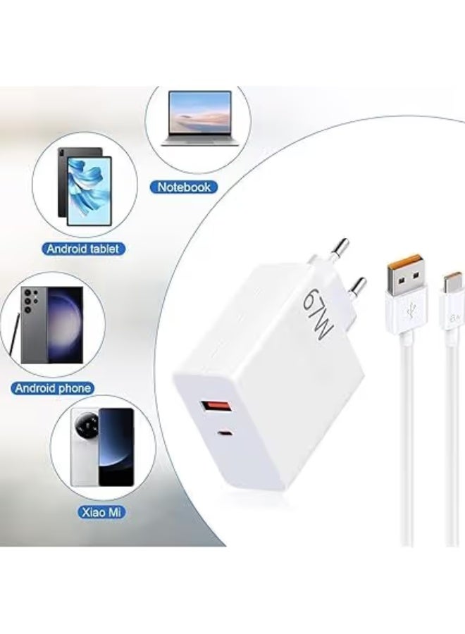 67W Type-C Super Fast Charger compatible with xiaomi devices, White - Image 3