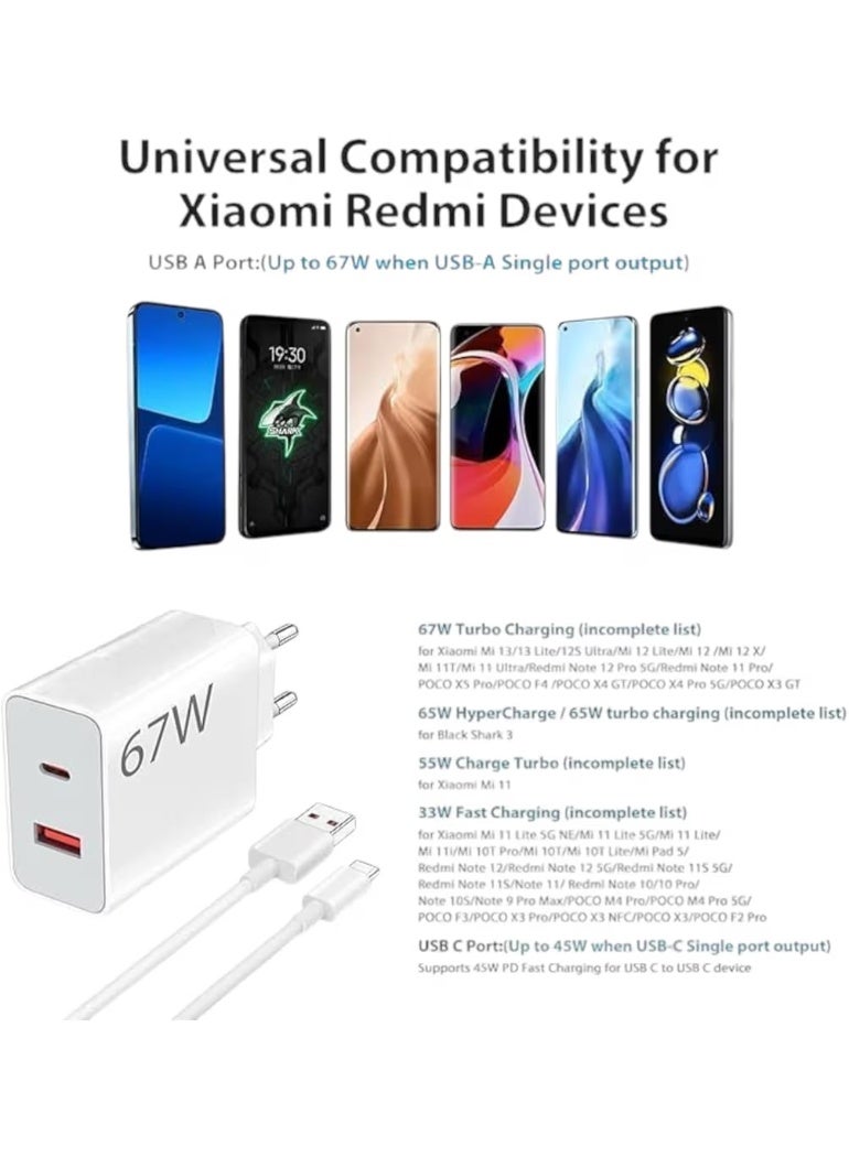 67W Type-C Super Fast Charger compatible with xiaomi devices, White - Image 4