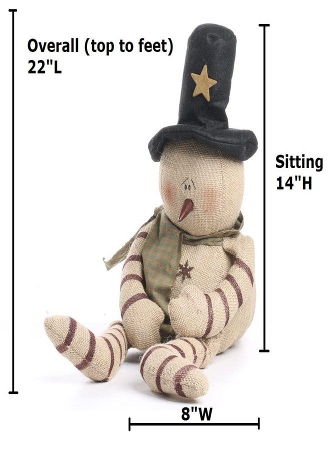 Factory Direct Craft Sweet Weighted Primitive Burlap Snowman Doll by Factory Direct Craft - Rustic Plump Snowman for Christmas Decorations and Holiday Gifting - Image 5