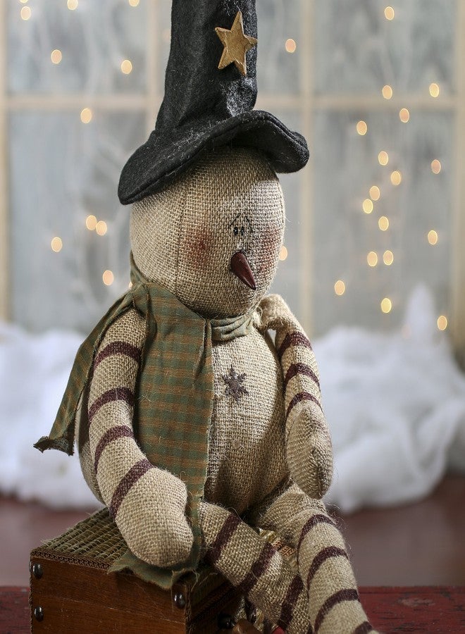 Factory Direct Craft Sweet Weighted Primitive Burlap Snowman Doll by Factory Direct Craft - Rustic Plump Snowman for Christmas Decorations and Holiday Gifting - Image 3