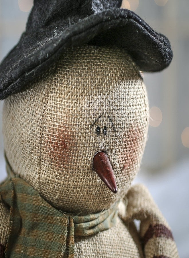 Factory Direct Craft Sweet Weighted Primitive Burlap Snowman Doll by Factory Direct Craft - Rustic Plump Snowman for Christmas Decorations and Holiday Gifting - Image 2