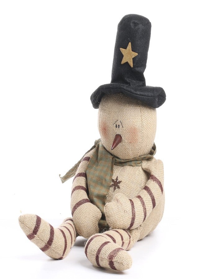 Factory Direct Craft Sweet Weighted Primitive Burlap Snowman Doll by Factory Direct Craft - Rustic Plump Snowman for Christmas Decorations and Holiday Gifting - Image 1