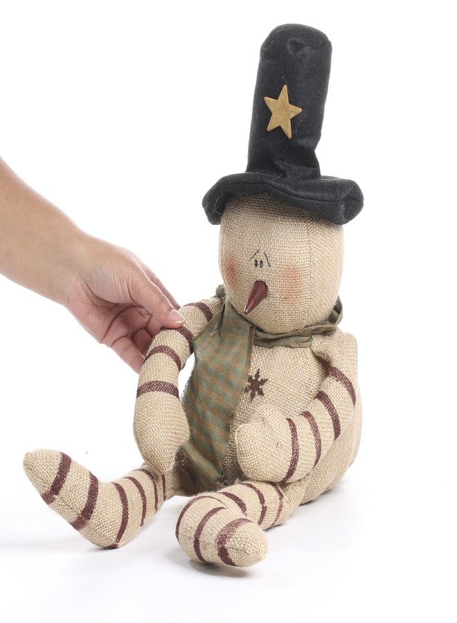 Factory Direct Craft Sweet Weighted Primitive Burlap Snowman Doll by Factory Direct Craft - Rustic Plump Snowman for Christmas Decorations and Holiday Gifting - Image 4