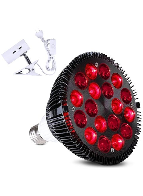 18 LED Beads Red Light Therapy Bulb for Body and Face with 660nm Red and 850nm Near-Infrared Combo Wavelength Infrared Light Therapy Lamp Device for Skin Care and Pain Relief with Lamp Holder