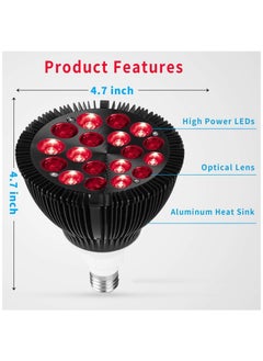 Ru syanl 18 LED Beads Red Light Therapy Bulb for Body and Face with 660nm Red and 850nm Near-Infrared Combo Wavelength Infrared Light Therapy Lamp Device for Skin Care and Pain Relief with Lamp Holder  - Image 5