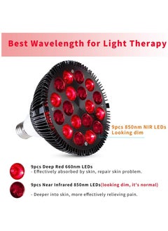 Ru syanl 18 LED Beads Red Light Therapy Bulb for Body and Face with 660nm Red and 850nm Near-Infrared Combo Wavelength Infrared Light Therapy Lamp Device for Skin Care and Pain Relief with Lamp Holder  - Image 4