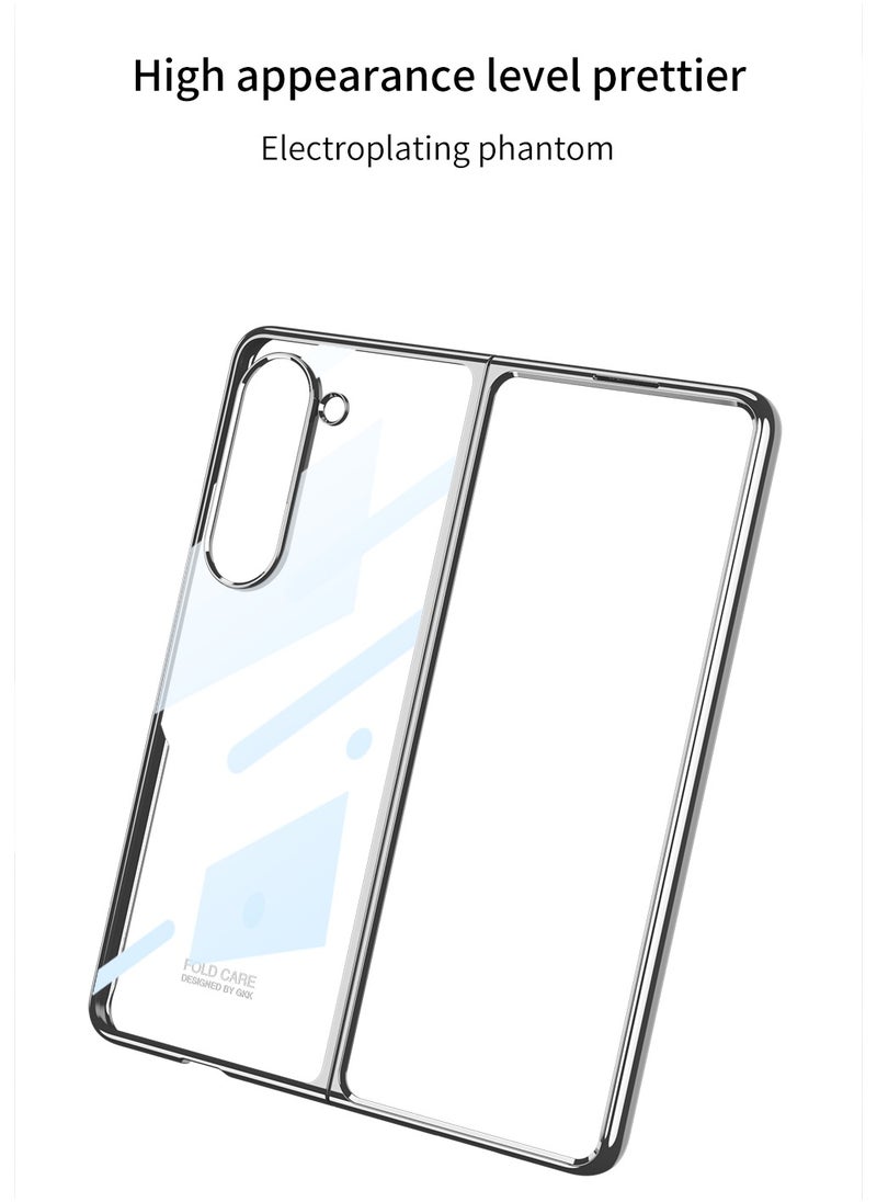 جولدن ماسك سامسونج جالاكسي زد فولد 5 ‫(Samsung Galaxy Z Fold 5) جراب جى كى كى من الزجاج المقوى - شفاف
