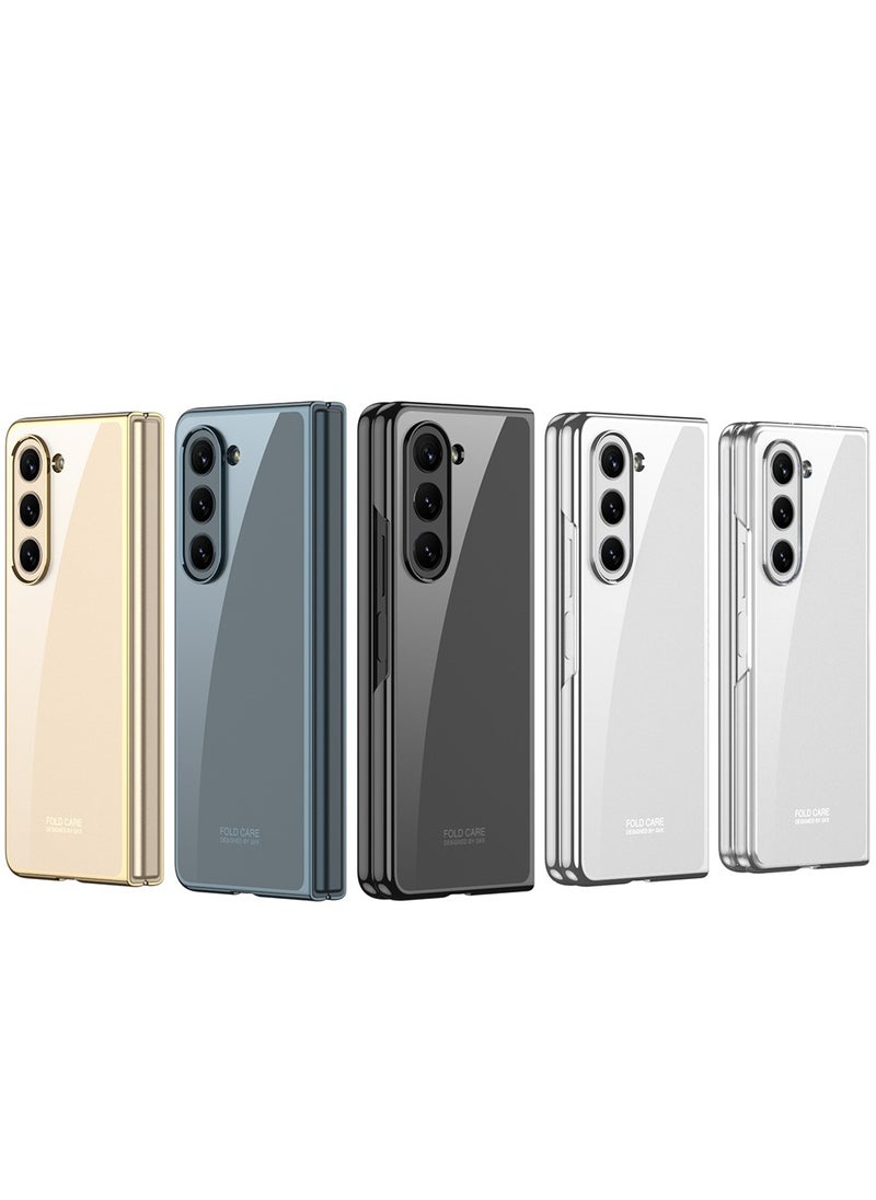 جولدن ماسك سامسونج جالاكسي زد فولد 5 ‫(Samsung Galaxy Z Fold 5) جراب جى كى كى من الزجاج المقوى - شفاف