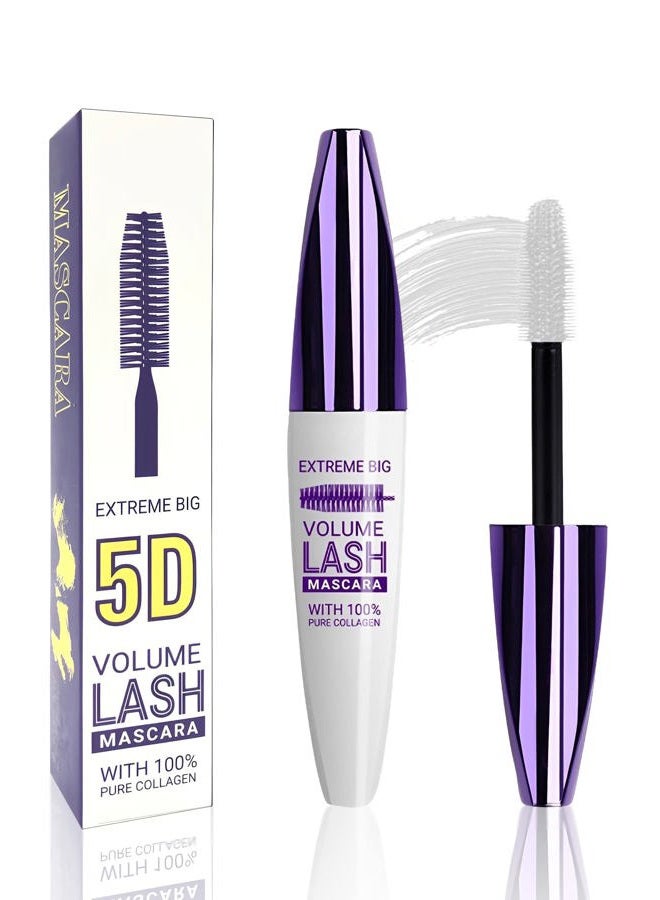 LYSdefeu 5D White Mascara Volume and Length, Longlasing Waterproof Colored Fiber Mascara for Eyelashes,Volumizing Curling Eye Lashes rimel de pestañas,Halloween Eye Makeup Gift for Women Girl Cosplay Stage Use - Image 1