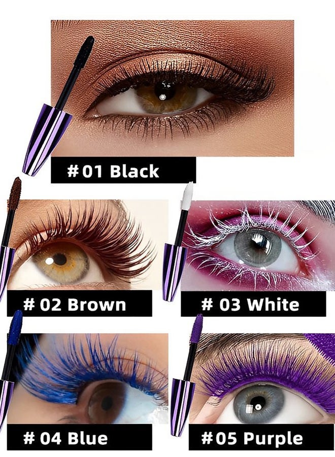 LYSdefeu 5D White Mascara Volume and Length, Longlasing Waterproof Colored Fiber Mascara for Eyelashes,Volumizing Curling Eye Lashes rimel de pestañas,Halloween Eye Makeup Gift for Women Girl Cosplay Stage Use - Image 4
