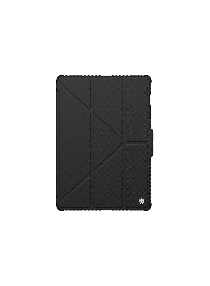 Nillkin Case for Samsung Galaxy Tab S9 Plus (12.4" Inch) Bumper Pro Leather Camera Slider Camshield Smart Wake & Sleep Multi Angle Folding Style Pencil Holder Black Color - Image 1