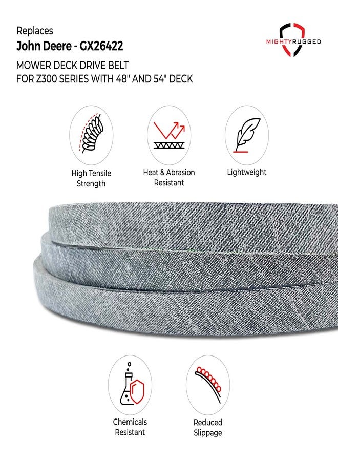 MightyRugged GX26422 Mower Deck Belt Replacement for John Deere - Belt Length 145.65" - Heavy-Duty, Durable, Aramid Cord Mower Deck Belt for John Deere Z355E ZTRAK, Z355R ZTRAK, Z375R ZTRAK - Image 4