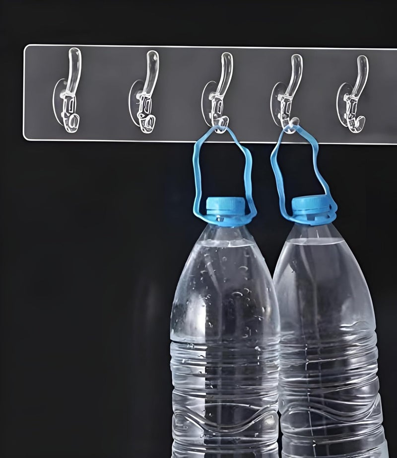 Jinila Jinila 5 Rows Multifunctional Transparent Sticky Hook Set Adhesive Sticker Hanger in Kitchen Home Waterproof Seamless Invisible Strong Self Adhesive Wall Mounted Pack of 2  - Image 2