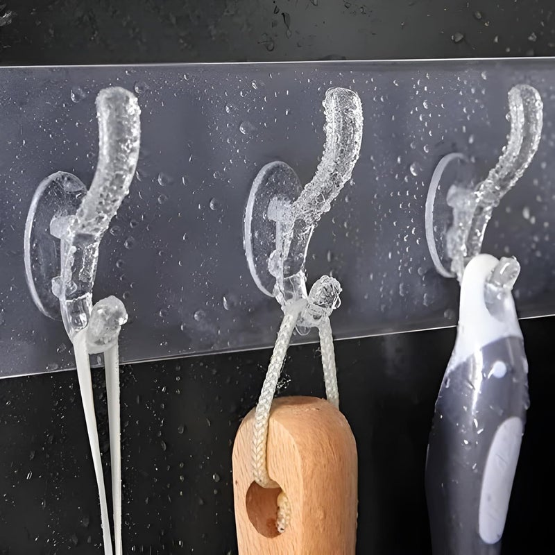 Jinila Jinila 5 Rows Multifunctional Transparent Sticky Hook Set Adhesive Sticker Hanger in Kitchen Home Waterproof Seamless Invisible Strong Self Adhesive Wall Mounted Pack of 2  - Image 1