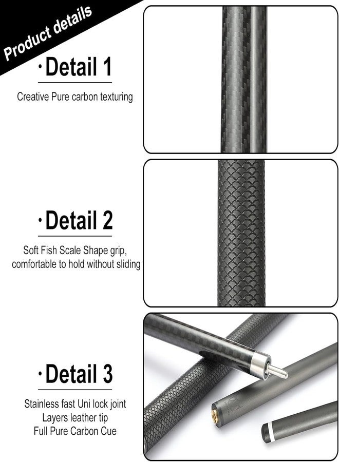 CROWN ME Carbon Fiber Pool Cue Stick 12.5mm Tip Billiard Carbon Fiber cue, Weight 20OZ Cue Stick, 58" Pool Table Sticks - Image 3
