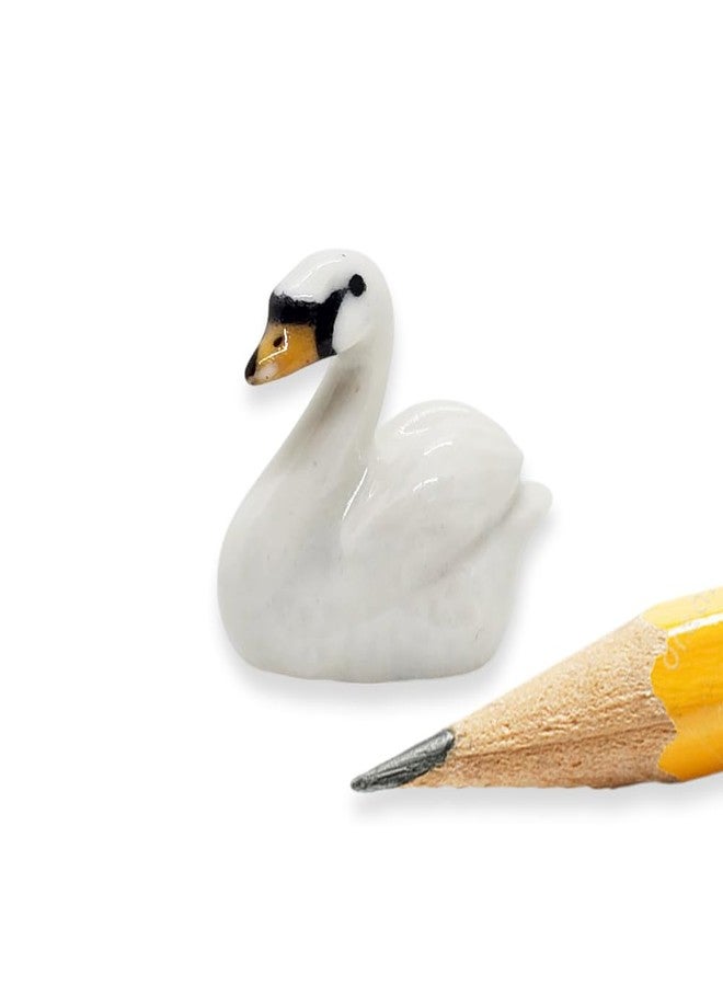 WitnyStore Tiny ¾ Inch White Looking Left Swan Figurine - Miniature Hand Made Ceramic Poultry Birds Domestic Fowls Waterfowl Farm Animals Porcelain Decorative Figure Collectible Figurines Décor Gifts - Image 4