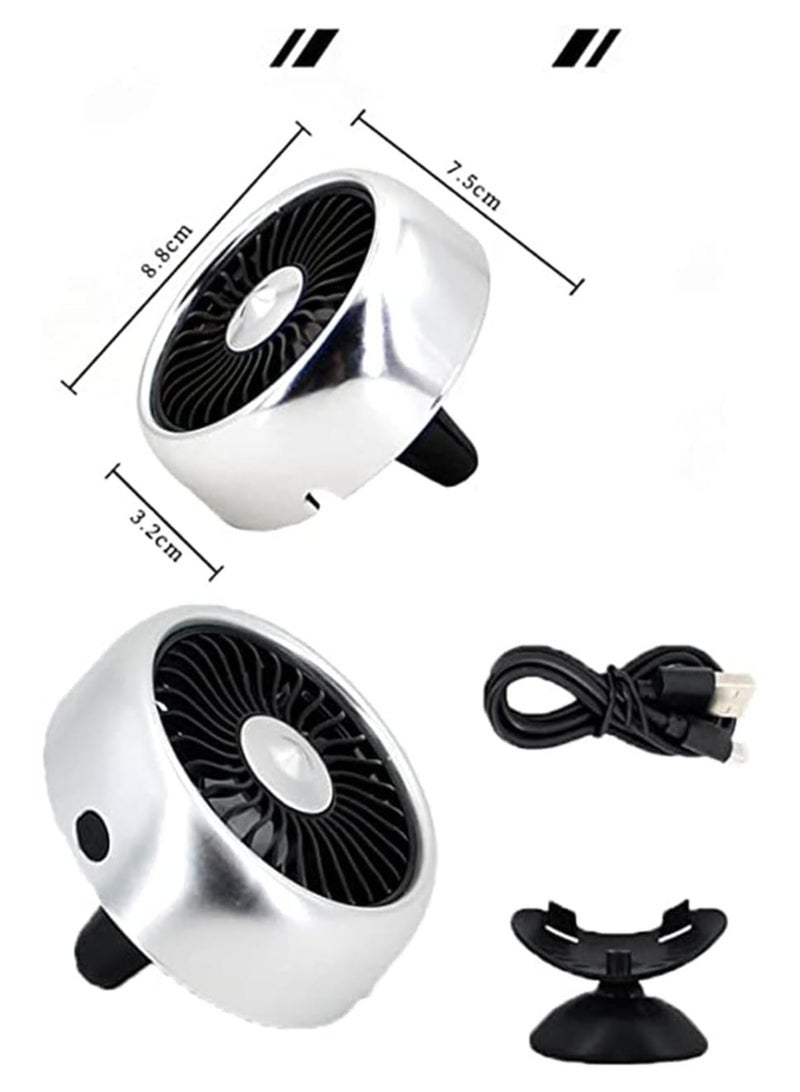 Mini USB Desk Portable Fan, 3 Speed Fan Control Fan with Atmosphere Light Air Outlet Type and Vertical Fans, Personal Quiet Electric Fan, for Car Home Office Camping - Image 2