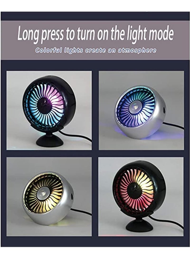 Mini USB Desk Portable Fan, 3 Speed Fan Control Fan with Atmosphere Light Air Outlet Type and Vertical Fans, Personal Quiet Electric Fan, for Car Home Office Camping - Image 3