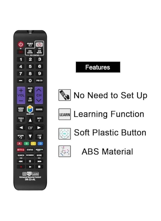 Universal Remote Control Compatible Replacement for Samsung TV/ 3D/ LCD/LED/HDTV/Smart TV, AA59-00666A BN59-01178W BN59-01199F AA59-00638A AA59-00637A AA59-00594A AA59-00600A