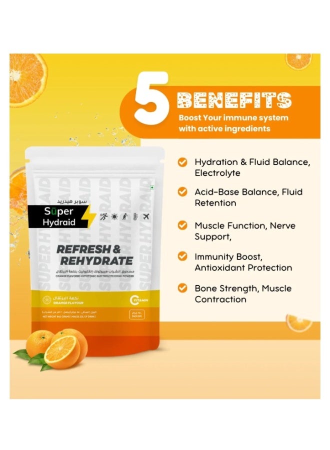 Super Hydraid Refresh & Rehydrate Orange Flavoured Sachets 10 X 21g - Image 5