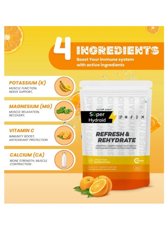 Super Hydraid Refresh & Rehydrate Orange Flavoured Sachets 10 X 21g - Image 4