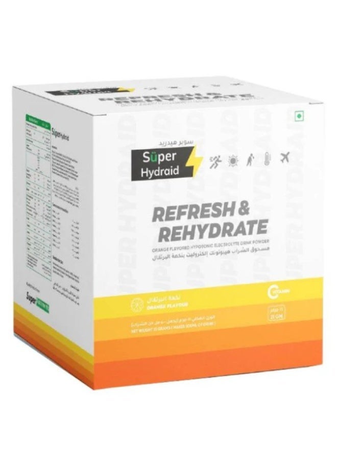 Super Hydraid Refresh & Rehydrate Orange Flavoured Sachets 10 X 21g - Image 2