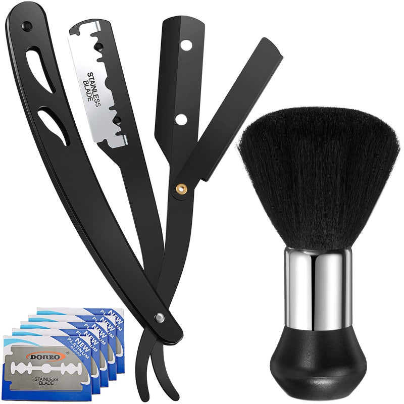 Doreoc Honoson Professional Straight Razors for Men Navajas Para Barbero Barber Straight Razor Kit with Neck Duster Brush and 40 Pieces Double Edge Blades for Hair Salons, Gifts - Image 1
