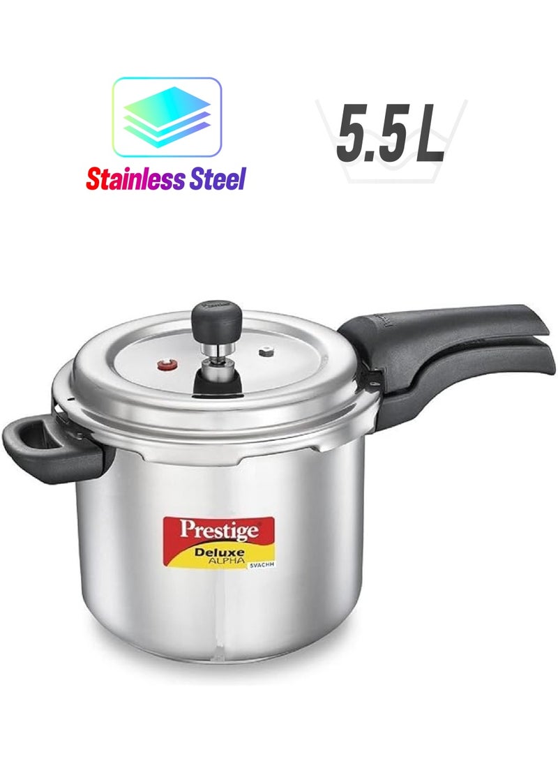 برستيج طنجرة ضغط ستانلس ستيل ديلوكس ألفا سفاتش سعة 5.5 لتر - Image 1
